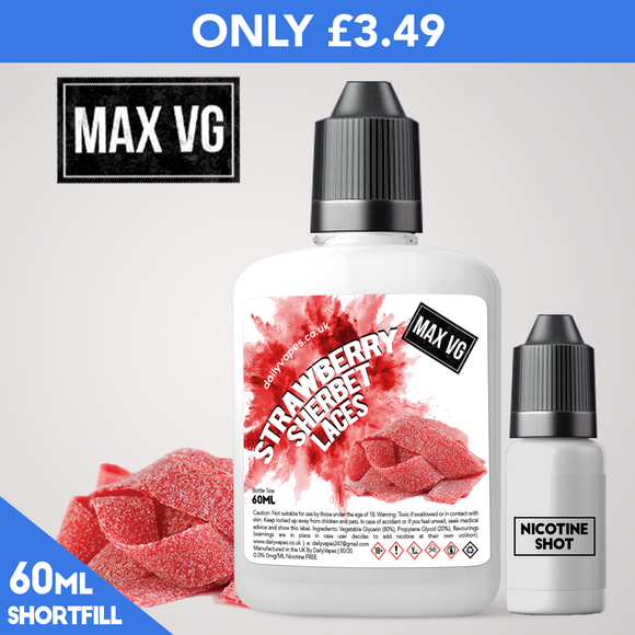 Strawberry Sherbet Laces Max VG Eliquid - dailyvapes.co.uk